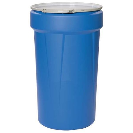 Zoro Select Open Head Transport Drum, Polyethylene, 55 gal, Unlined, Blue 1655MB