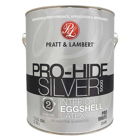 Pratt & Lambert Interior Paint, Eggshell, Latex Base, Pro White, 1 gal 0000Z5489-16