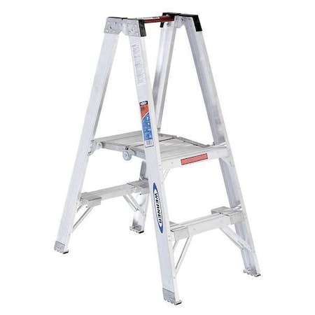 Twin Platform Stepladder A PT370 B Aluminum C 300 lb. LC