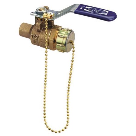 Nibco 3/4" Sweat x Hose Cap Bronze Ball Valve Inline S58570HC 3/4