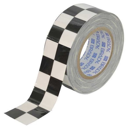 Brady Floor Marking Tape, Polyester, No Legend, Black, White, 2 in W., 8 mil Thickness 121913