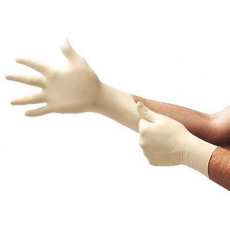 Ansell Microflex L56, Disposable Gloves, 5.1 mil Palm, Latex, Powder-Free, L, 100 PK, Beige L563