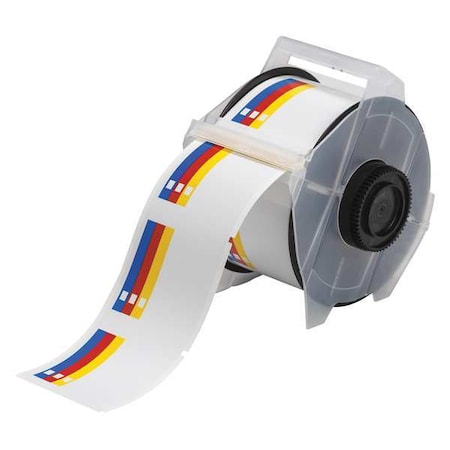 Brady Thermal Transfer Label, Red/Blue/Yellow/White, Labels/Roll: 365 115771