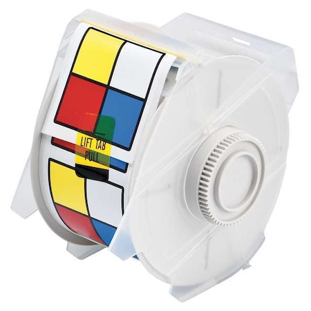 Brady Thermal Transfer Label, Red/Blue/Yellow/White, Labels/Roll: 365 115773