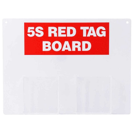 Brady Red Tag Station, 5S Red Tag, Acrylic, 12 in H x 16 in W, Red/white 122048