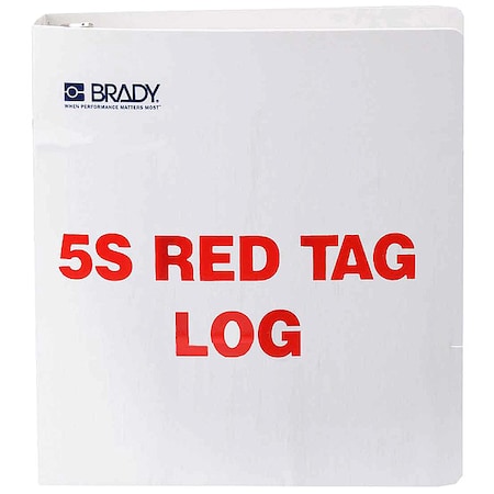 Brady Red Tag Binder, 5S Red Tag, Polyethylene, 11 in H x 10 in W, Red/white 122052