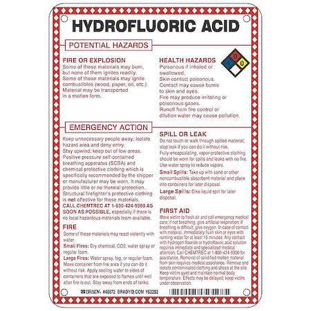 Brady Chemical Sign, 10 in Height, 7 in Width, Rectangle 48872