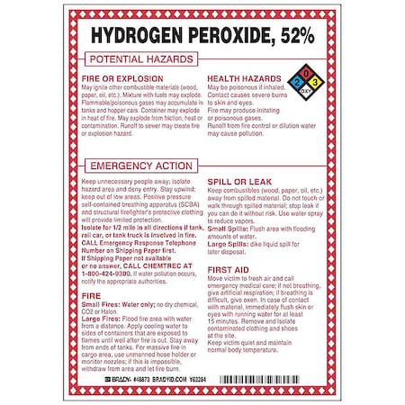 Brady Chemical Sign, 10 in Height, 7 in Width, Rectangle 48873
