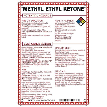 Brady Chemical Sign, 10 in Height, 7 in Width, Rectangle 48880