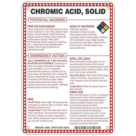 Brady Chemical Sign, 10 in Height, 7 in Width, Rectangle 48861