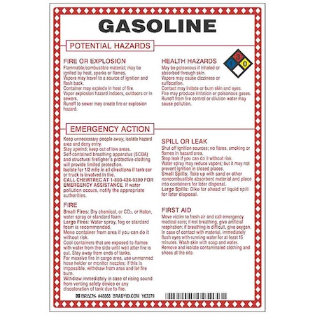 Brady Chemical Sign, 10 in Height, 7 in Width, Rectangle 48868
