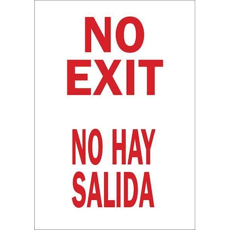Brady Exit Sign, Fiberglass, 14" W, 20" H, No Exit/No Hay Salida, White 39698