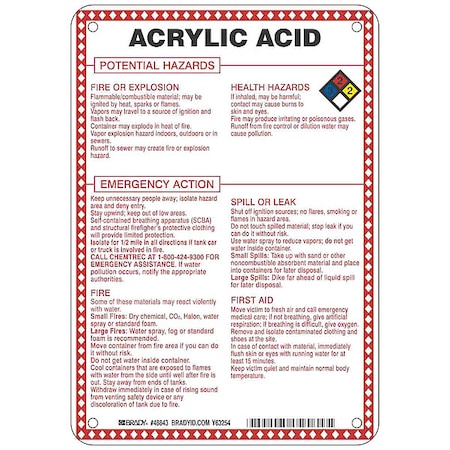 Brady Chemical Sign, 10 in Height, 7 in Width, Rectangle 48843
