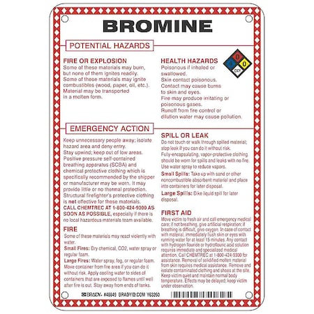 Brady Chemical Sign, 10 in Height, 7 in Width, Rectangle 48849
