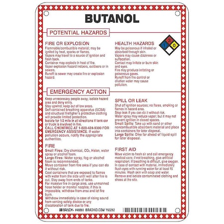 Brady Chemical Sign, 10 in Height, 7 in Width, Rectangle 48851