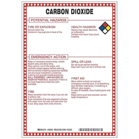 Brady Chemical Sign, 10 in Height, 7 in Width, Rectangle 48854