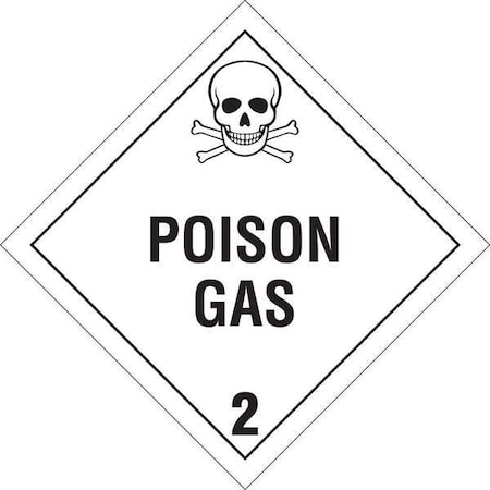 Brady DOT Container Placard, Poison Gas 2, B-946 Pressure Sensitive Vinyl, 10-3/4" W x 10-3/4" H 60433