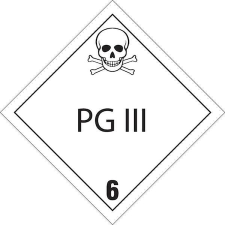 Brady DOT Container Placard, PG III 6, B-120 Premium Fiberglass, 10-3/4" W x 10-3/4" H 60427