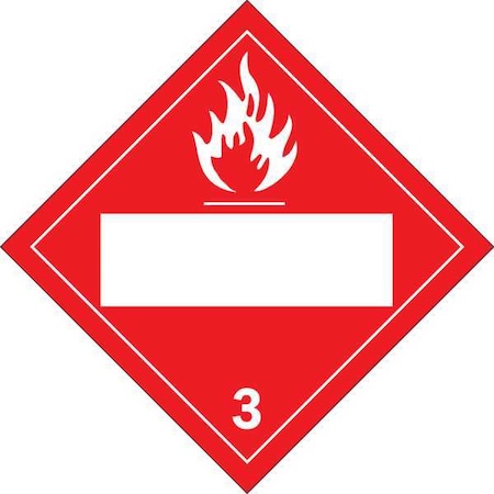 Brady DOT Container Placard, 3, B-120 Premium Fiberglass, 10-3/4" W x 10-3/4" H 60410