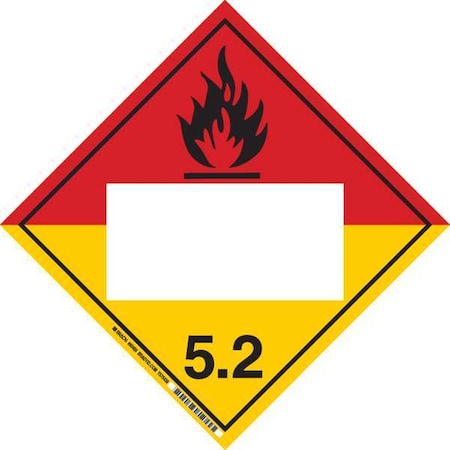 Brady DOT Container Placard, 5.2, B-946 Pressure Sensitive Vinyl, 10-3/4" W x 10-3/4" H 60384