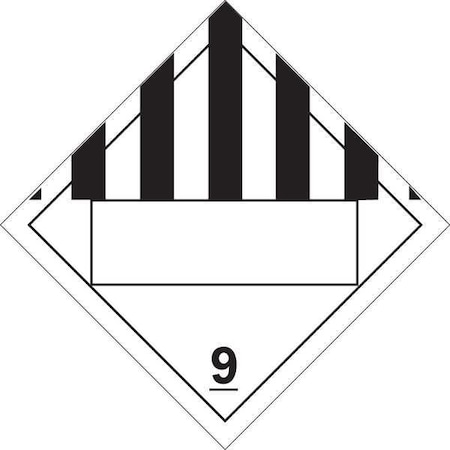 Brady DOT Container Placard, 9, B-946 Pressure Sensitive Vinyl, 10-3/4" W x 10-3/4" H 60388