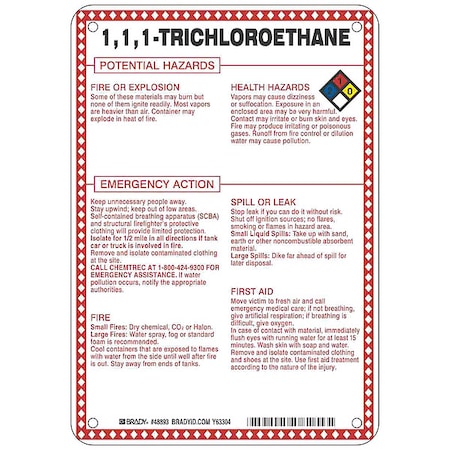 Brady Chemical Sign, 10 in Height, 7 in Width, Rectangle 48893