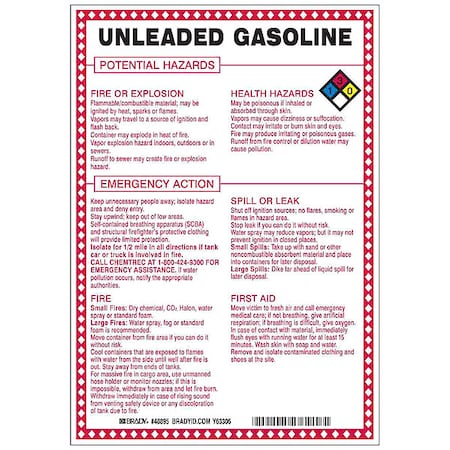 Brady Chemical Sign, 10 in Height, 7 in Width, Rectangle 48895