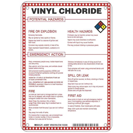 Brady Chemical Sign, 10 in Height, 7 in Width, Rectangle 48897