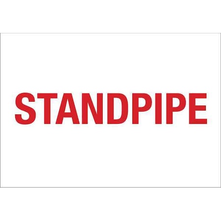 Brady Safety Sign, 10X14", Red/White, Legend: Standpipe 51550