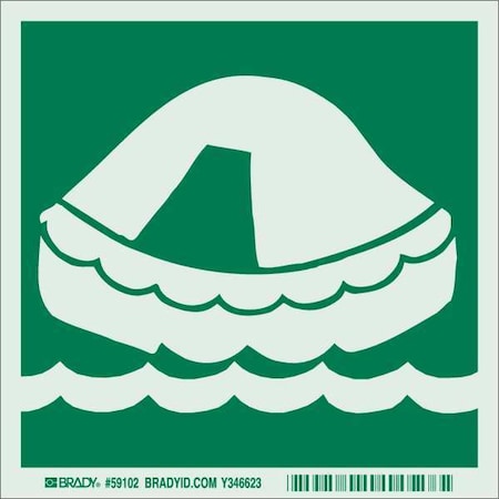 Brady Emergency Sign, 6x6", Light Grn on Green, Thickness: 0.008" 59102