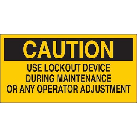 Brady Caution Sign, 2 1/4 in Height, 4 1/2 in Width, Vinyl, Rectangle, English 60170