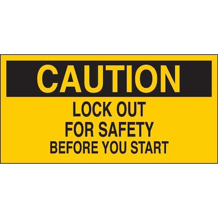 Brady Caution Sign, 2 1/4 in Height, 4 1/2 in Width, Vinyl, Rectangle, English 60176