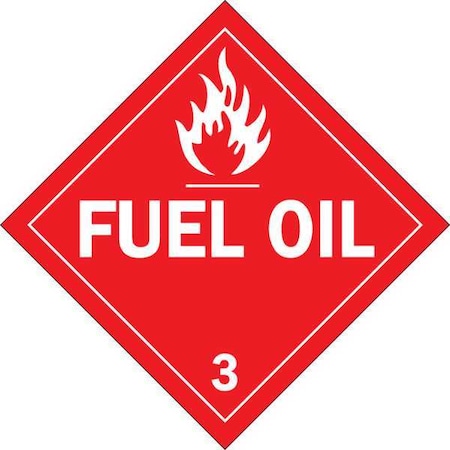 Brady DOT Container Placard, Fuel Oil, B-946 Pressure Sensitive Vinyl, 10-3/4" W x 10-3/4" H 63411