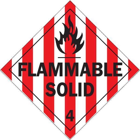 Brady DOT Container Placard, Flammable Solid, B-946 Pressure Sensitive Vinyl, 10-3/4" W x 10-3/4" H 63412