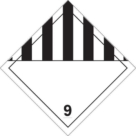 Brady DOT Container Placard, 9, B-946 Pressure Sensitive Vinyl, 10-3/4" W x 10-3/4" H 63421