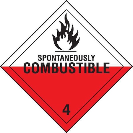 Brady DOT Container Placard, Spontaneously Combustible, B-120 Premium Fiberglass, 10-3/4" W x 10-3/4" H 63426
