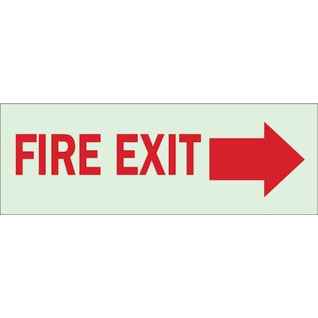 Brady Fire Exit Sign, Plastic, 10" W, 3-1/2" H, Fire Exit, White 80296