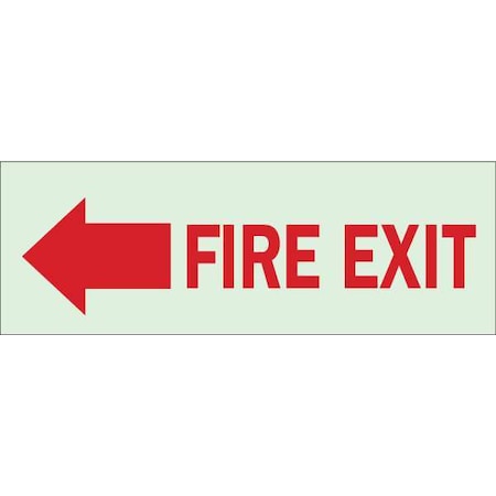 Brady Fire Exit Sign, Plastic, 14" W, 5" H, Fire Exit, White 80299