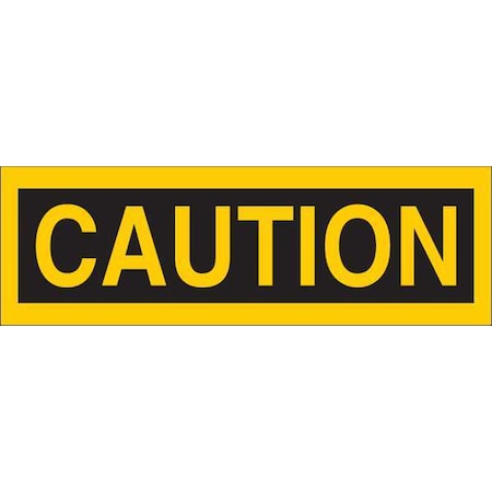 Brady Caution Sign, 9" W, 2-1/4" H, English, Polyester, Yellow 88915