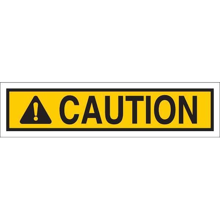 Brady Caution Sign, 9" W, 2-1/4" H, English, Polyester, Yellow 88058