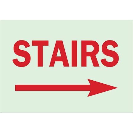 Brady Exit Sign, Polyester, 10" W, 7" H, Stairs, White 80256