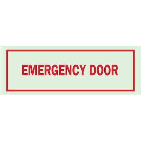 Brady Emergency Exit Sign, Plastic, 14" W, 5" H, Emergency Door, White 80272