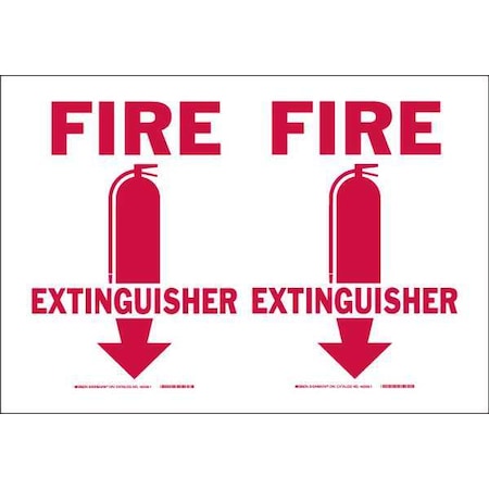 Brady Fire Extinguisher Sign, 8 in Height, 14 1/2 in Width, Plastic, Rectangle, English 80702