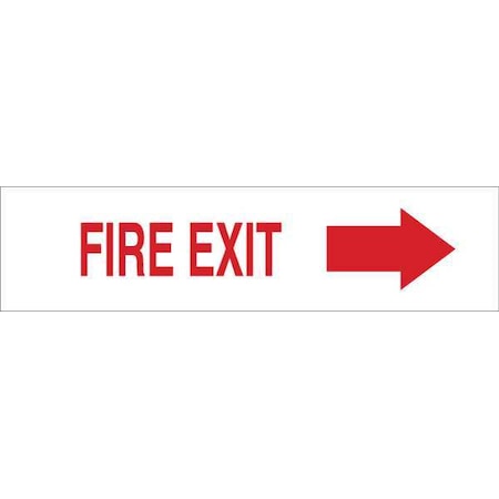 Brady Exit Sign, Polyester, 14" W, 3-1/2" H, Fire Exit, White 84636