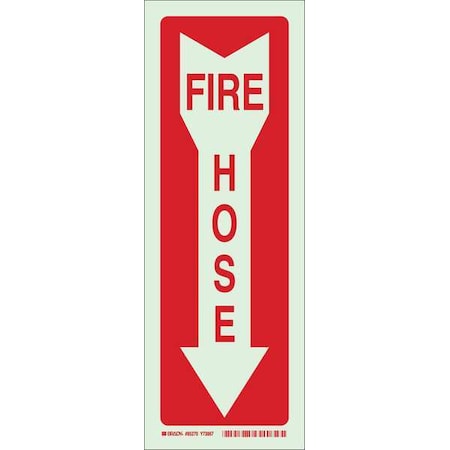 Brady Fire Hose Sign, 14X5", Red/Green 85476