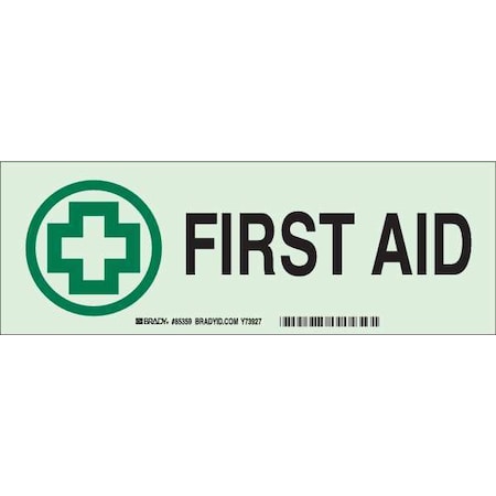 Brady First Aid, 5 in x 14 in, Rectangle, Plastic, 85478 85478
