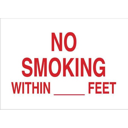 Brady No Smoking Sign, 10" H, 14 in W, Fiberglass, Rectangle, English, 122703 122703