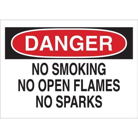 Brady No Smoking Sign, 7" H, 10" W, Fiberglass, Rectangle, English, 122818 122818