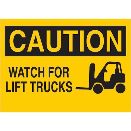 Brady Caution Sign, 10" H, 14" W, Fiberglass, Rectangle, English, 122718 122718