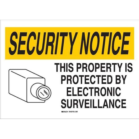Brady Security Notice Sign, Aluminum, Rectangle, English 122443